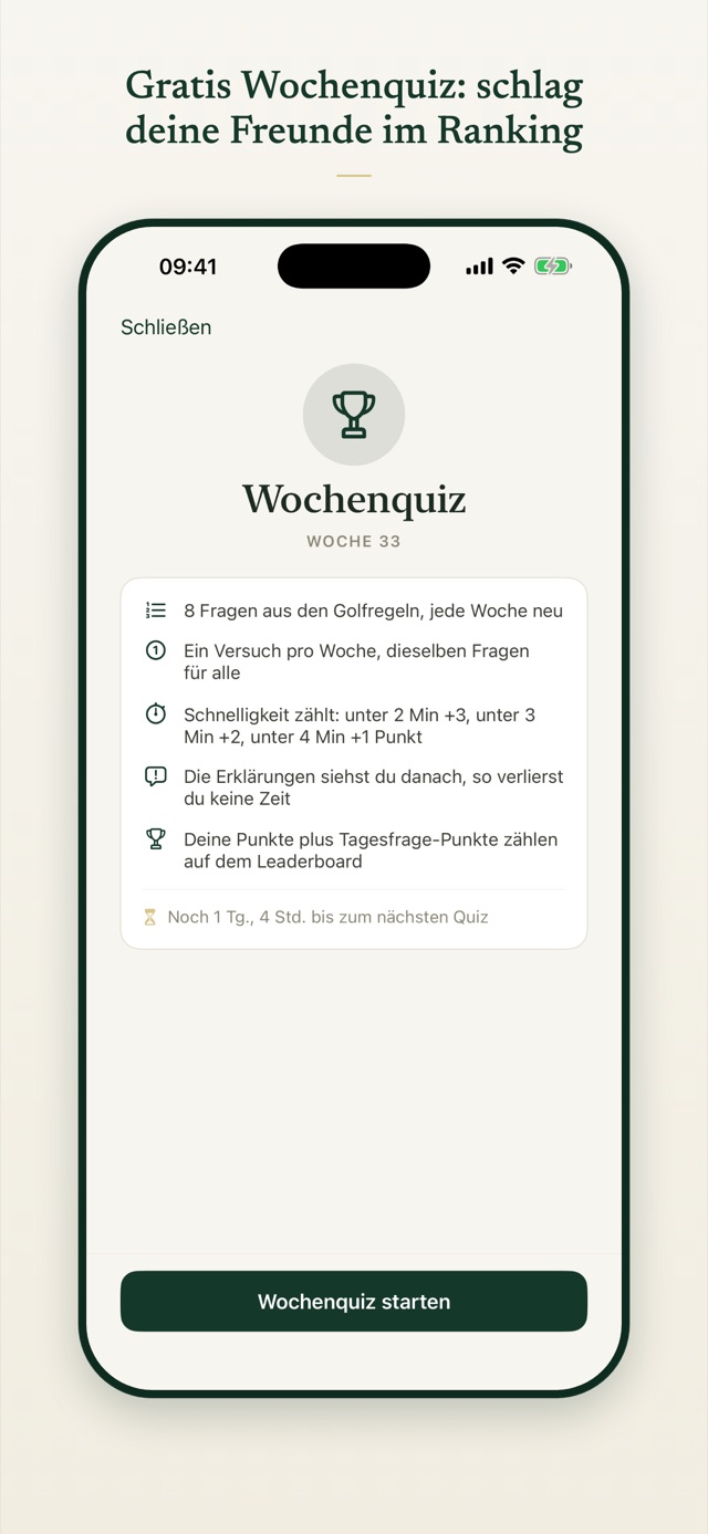 Gratis Wochenquiz: schlag deine Freunde im Ranking