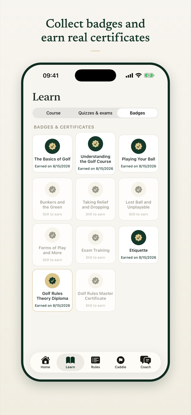 Collect badges and earn real certificates