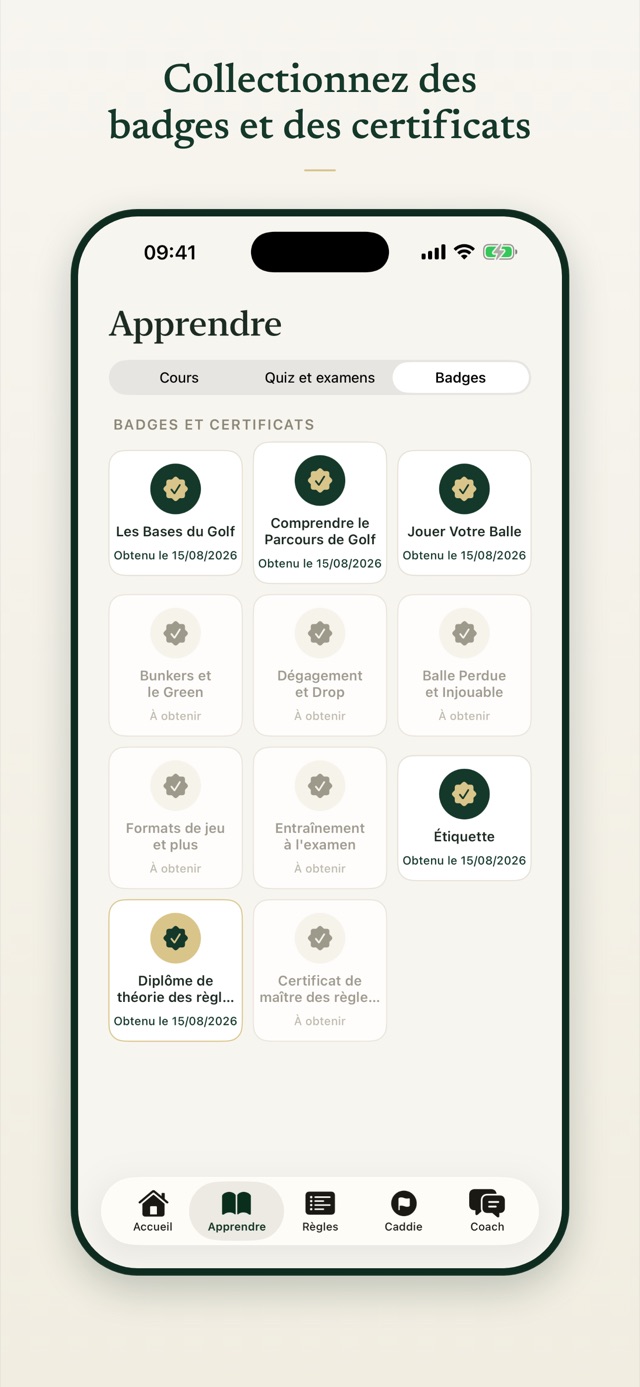 Collectionnez des badges et des certificats