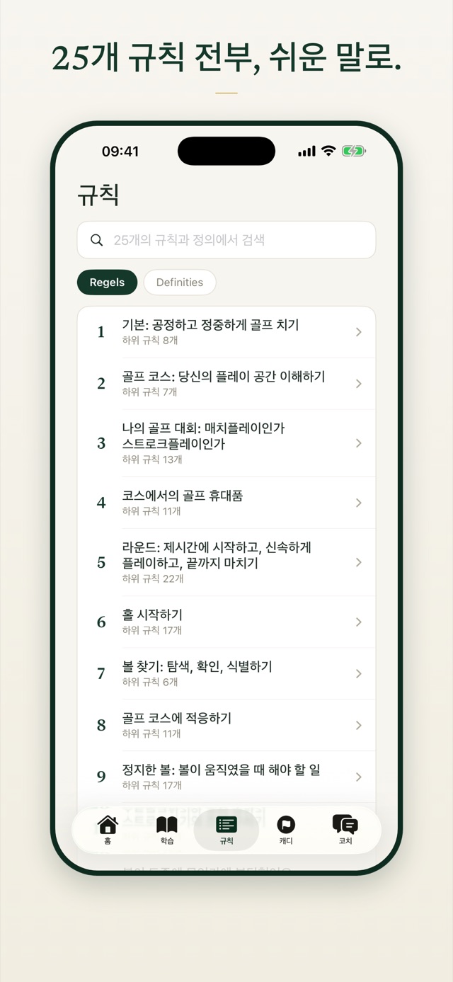 25개 규칙 전부, 쉬운 말로.