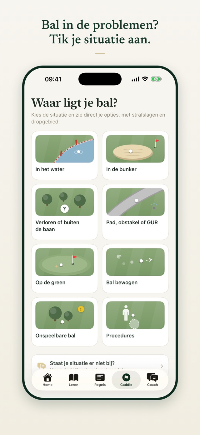 Bal in de problemen? Tik je situatie aan.