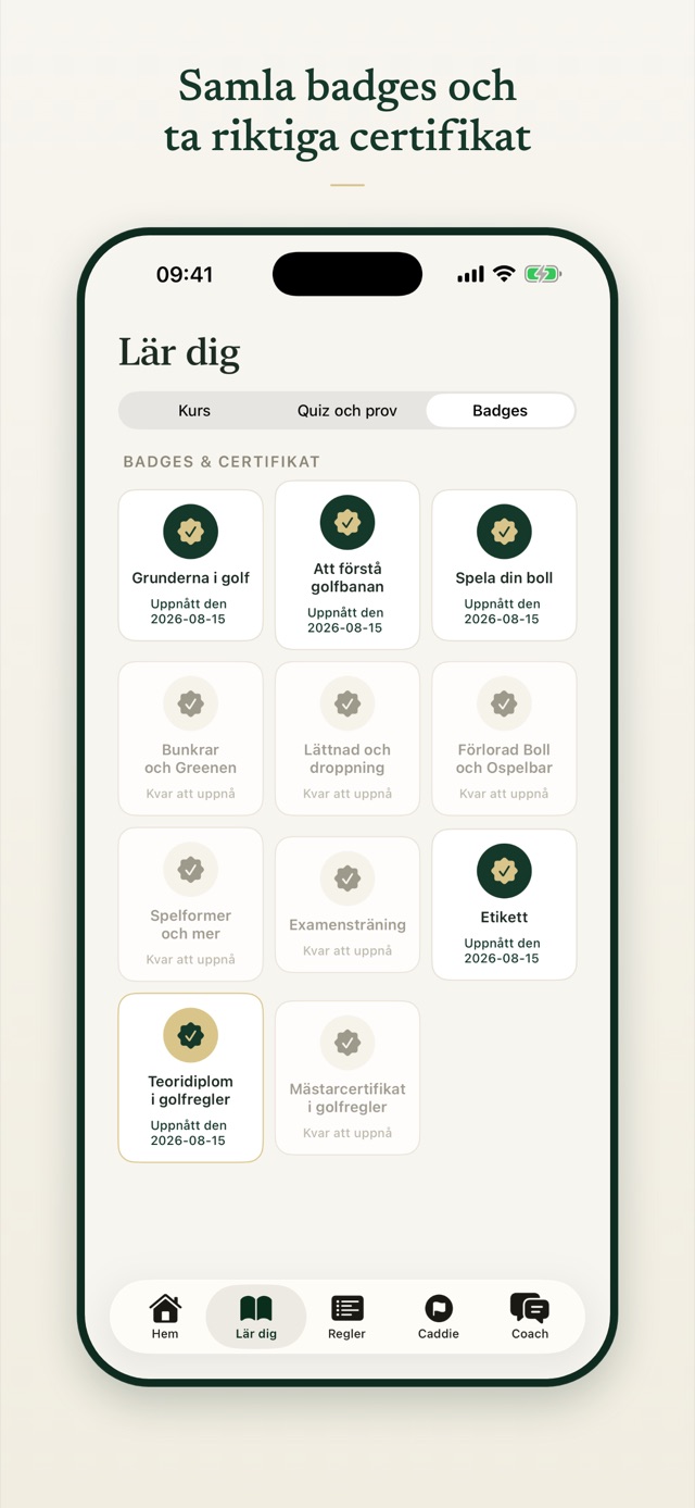 Samla badges och ta riktiga certifikat