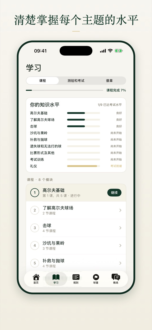 清楚掌握每个主题的水平
